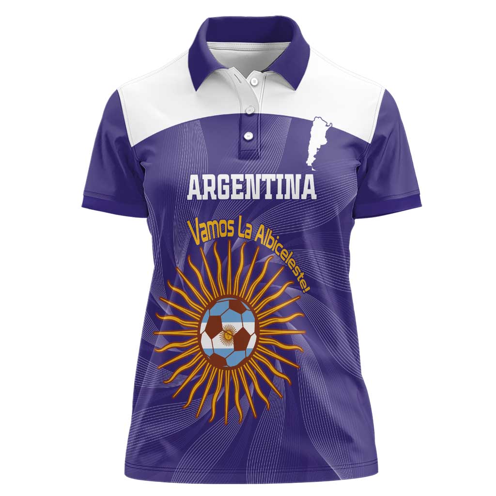 Custom Argentina Football Women Polo Shirt Vamos La Albiceleste Purple Version - Wonder Print Shop