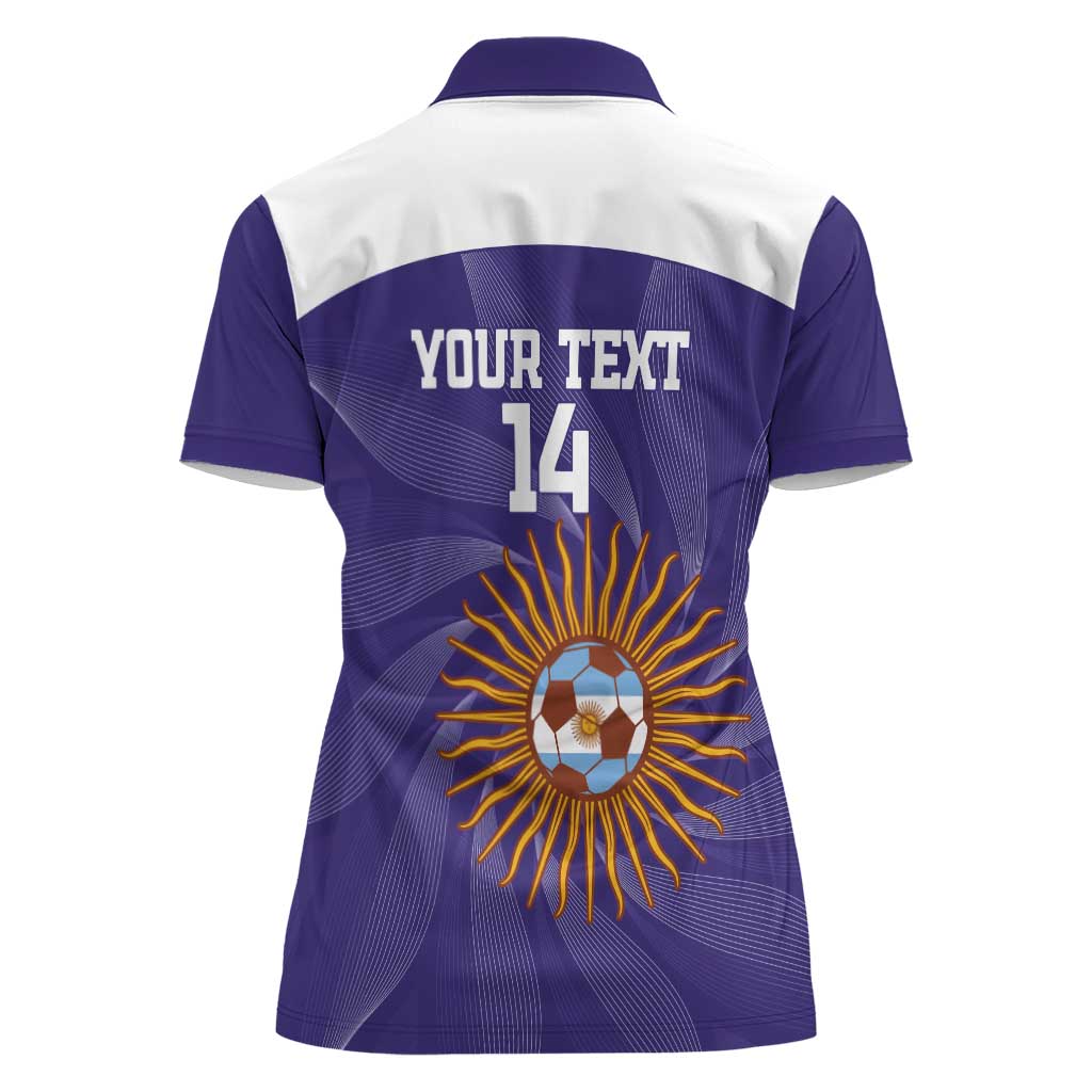Custom Argentina Football Women Polo Shirt Vamos La Albiceleste Purple Version - Wonder Print Shop