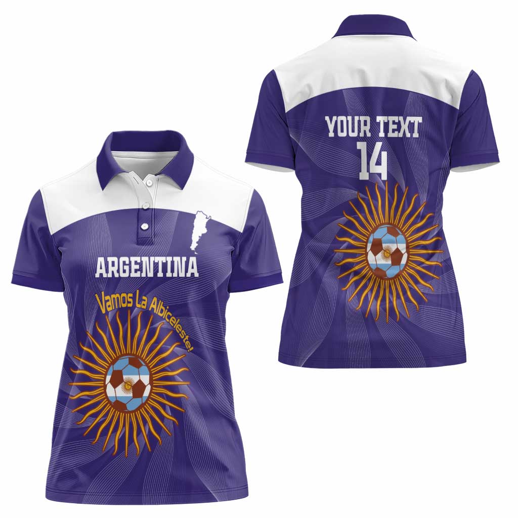 Custom Argentina Football Women Polo Shirt Vamos La Albiceleste Purple Version - Wonder Print Shop