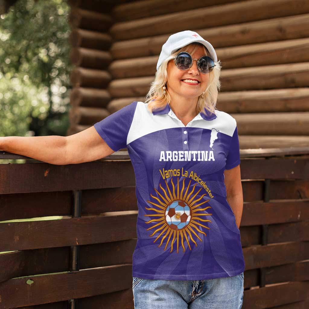 Custom Argentina Football Women Polo Shirt Vamos La Albiceleste Purple Version - Wonder Print Shop