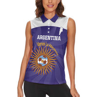Custom Argentina Football Women Sleeveless Polo Shirt Vamos La Albiceleste Purple Version - Wonder Print Shop