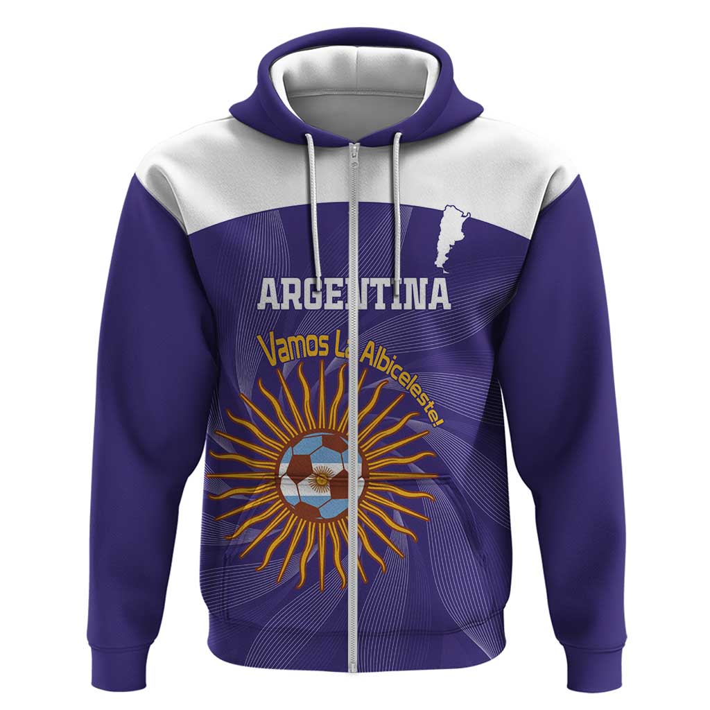 Custom Argentina Football Zip Hoodie Vamos La Albiceleste Purple Version - Wonder Print Shop