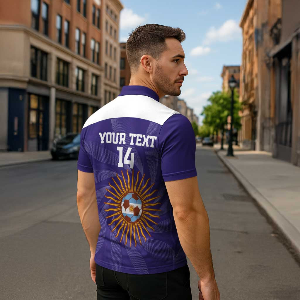 Custom Argentina Football Zipper Polo Shirt Vamos La Albiceleste Purple Version - Wonder Print Shop