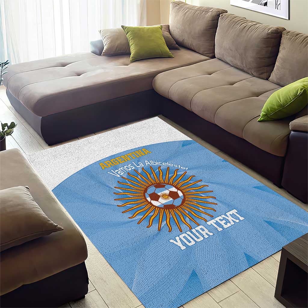 Custom Argentina Football Area Rug Vamos La Albiceleste Blue Version - Wonder Print Shop