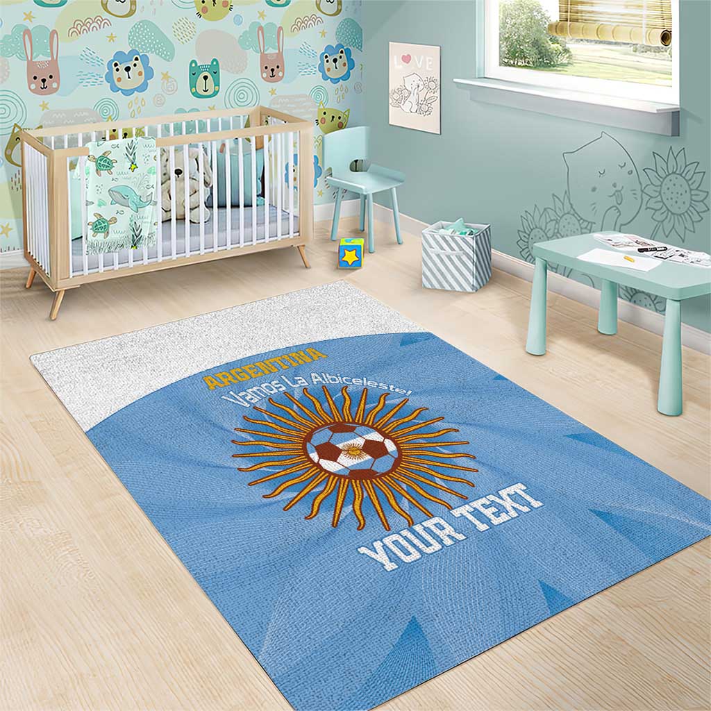 Custom Argentina Football Area Rug Vamos La Albiceleste Blue Version - Wonder Print Shop