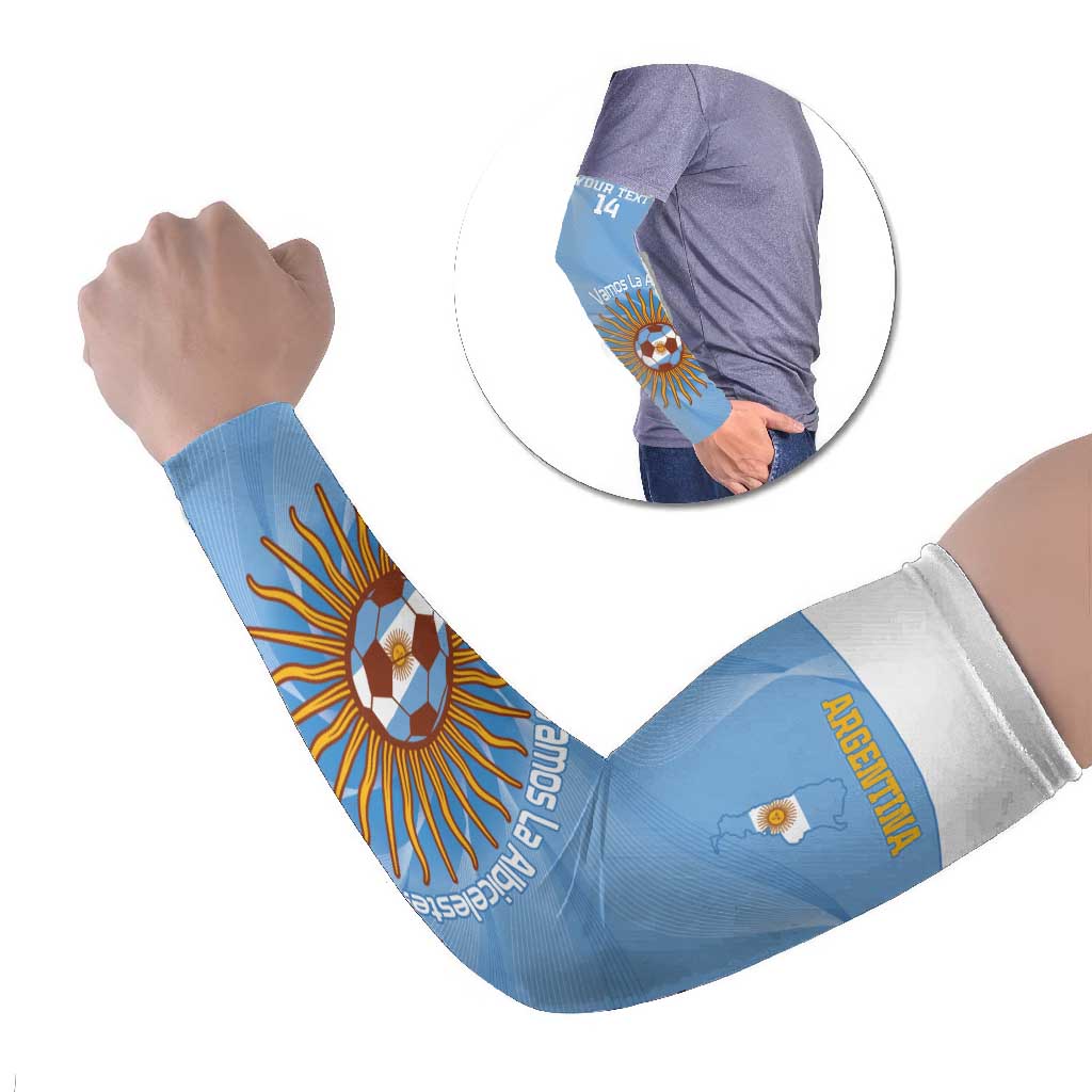 Custom Argentina Football Arm Sleeves Vamos La Albiceleste Blue Version - Wonder Print Shop