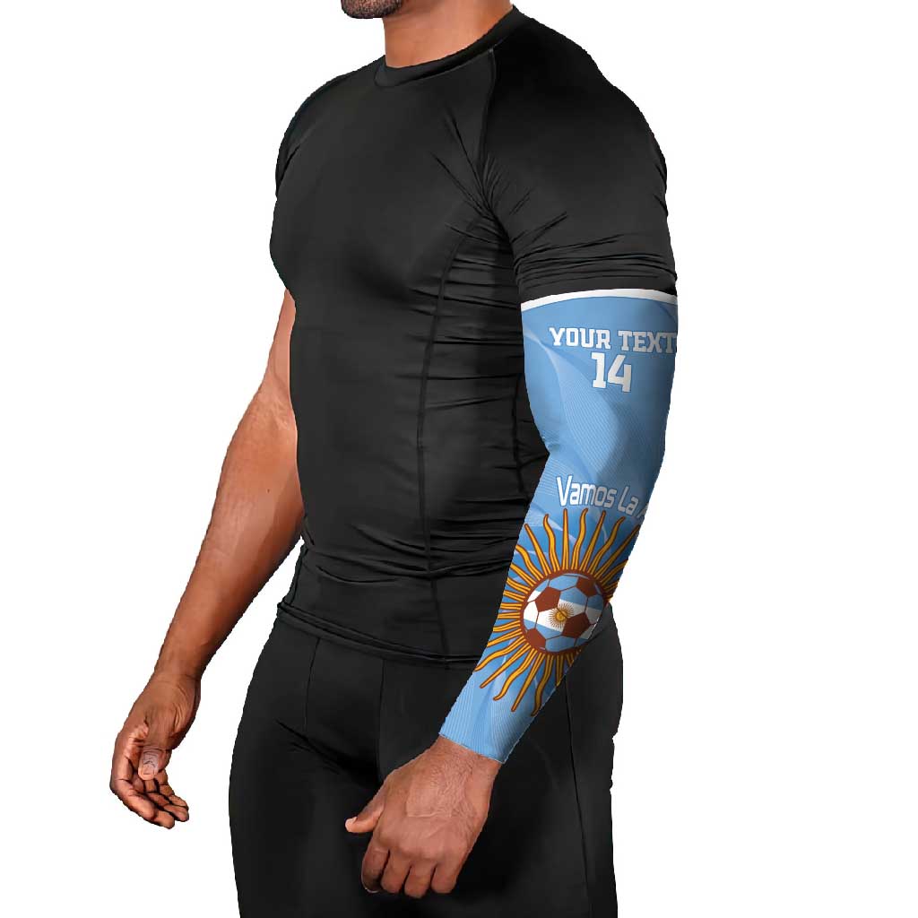 Custom Argentina Football Arm Sleeves Vamos La Albiceleste Blue Version - Wonder Print Shop