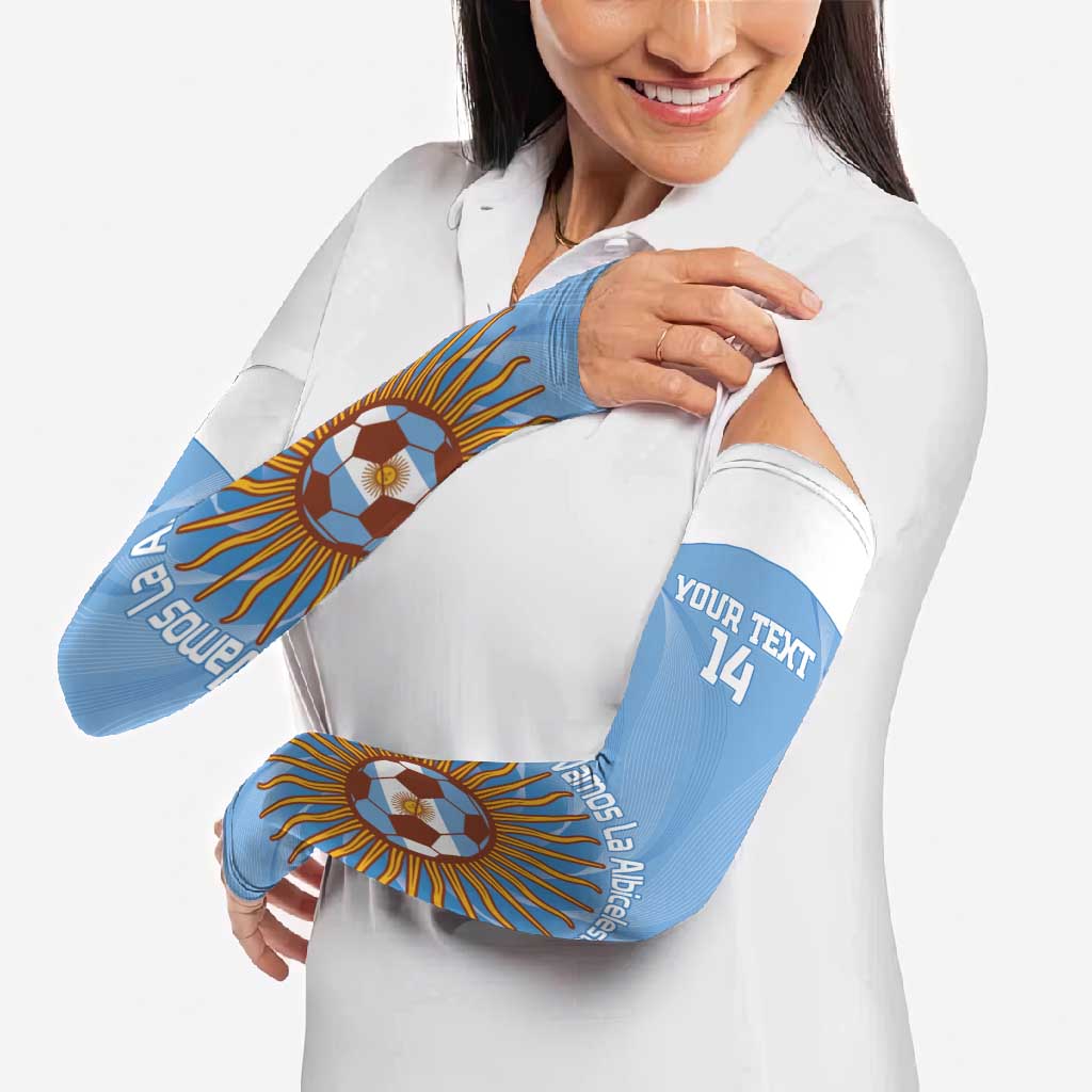 Custom Argentina Football Arm Sleeves Vamos La Albiceleste Blue Version - Wonder Print Shop