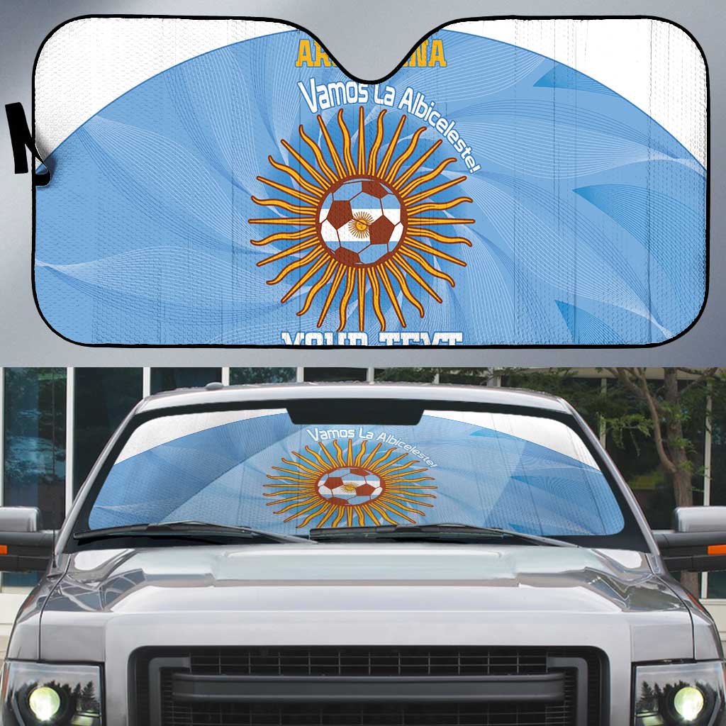 Custom Argentina Football Auto Sun Shade Vamos La Albiceleste Blue Version - Wonder Print Shop