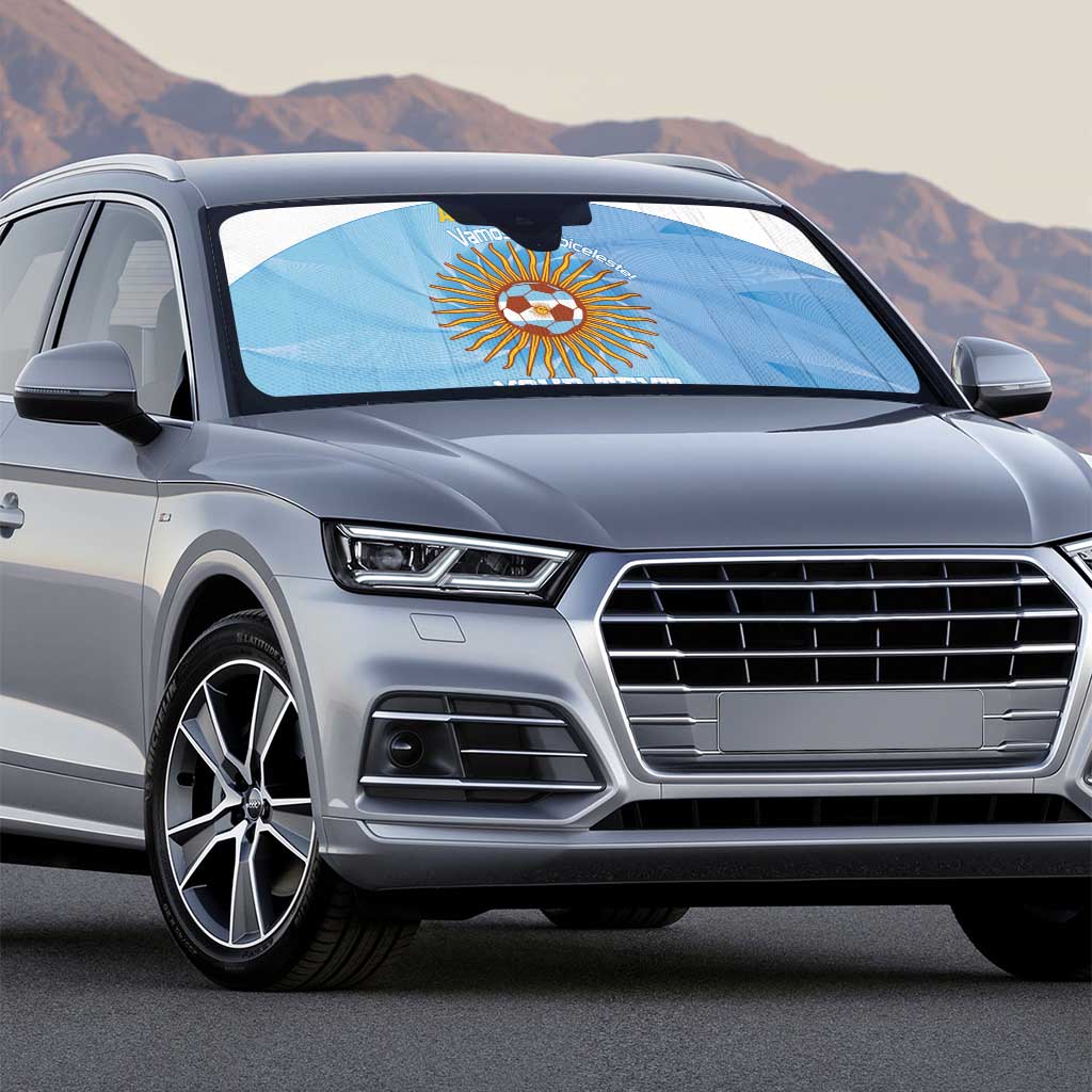 Custom Argentina Football Auto Sun Shade Vamos La Albiceleste Blue Version - Wonder Print Shop