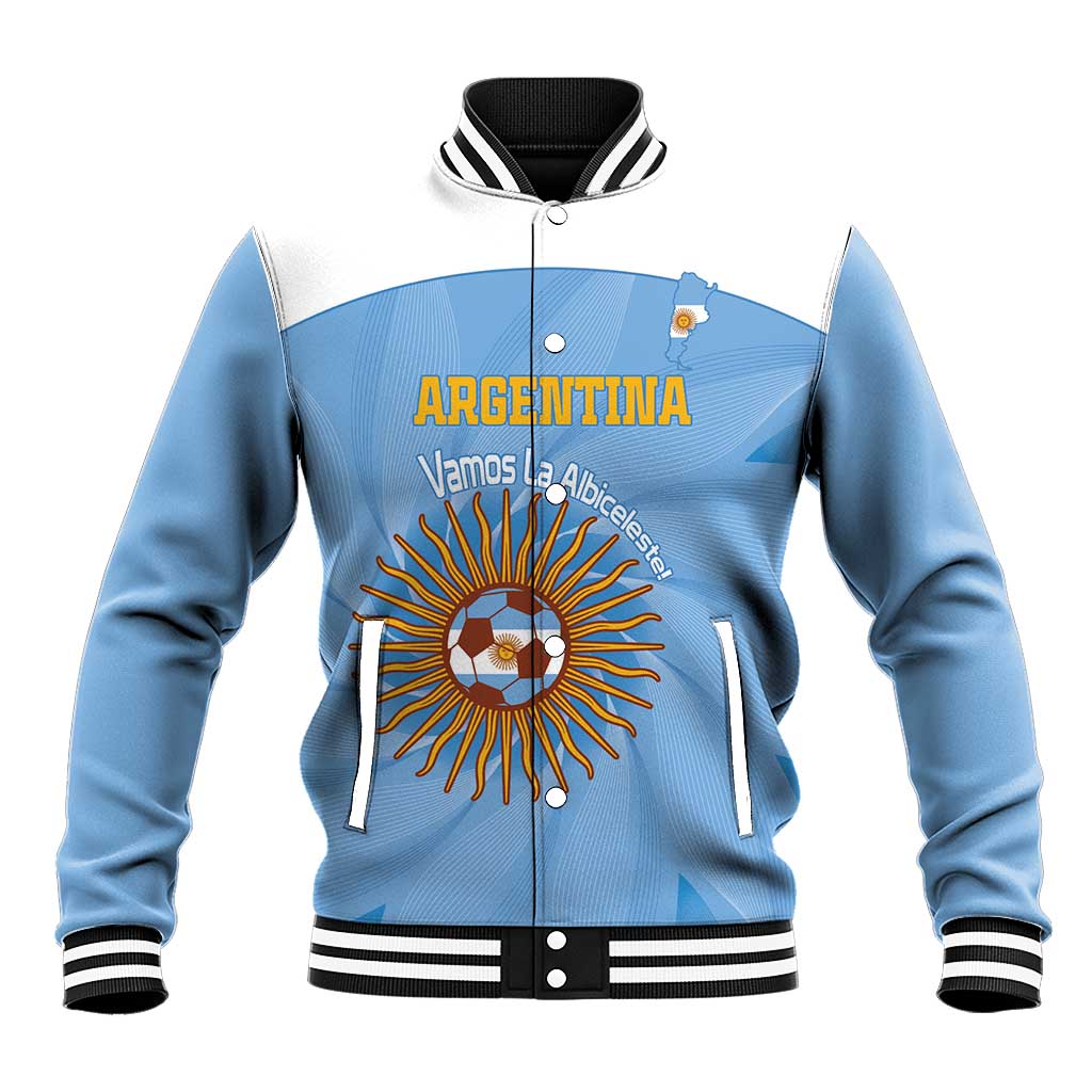 Custom Argentina Football Baseball Jacket Vamos La Albiceleste Blue Version - Wonder Print Shop