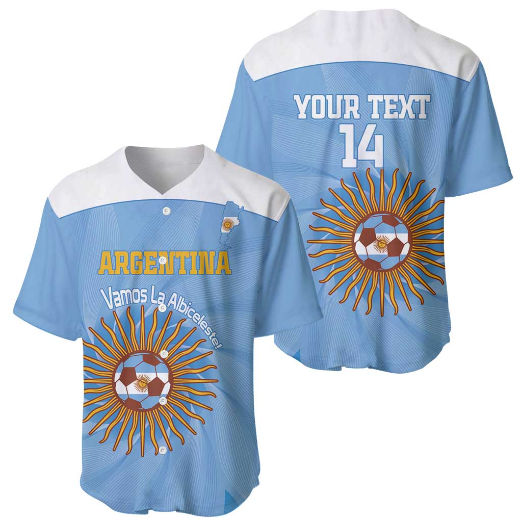 Custom Argentina Football Baseball Jersey Vamos La Albiceleste Blue Version - Wonder Print Shop