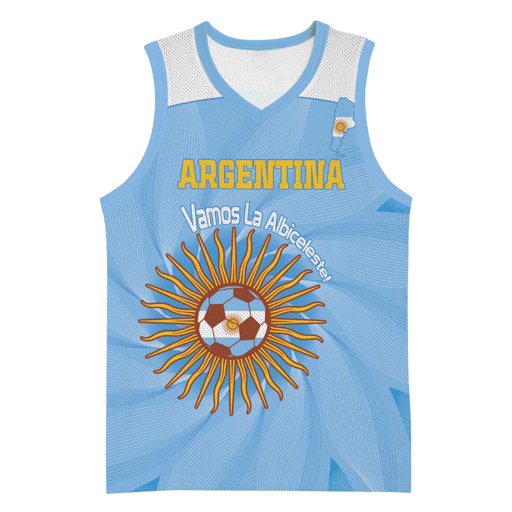 Custom Argentina Football Basketball Jersey Vamos La Albiceleste Blue Version - Wonder Print Shop