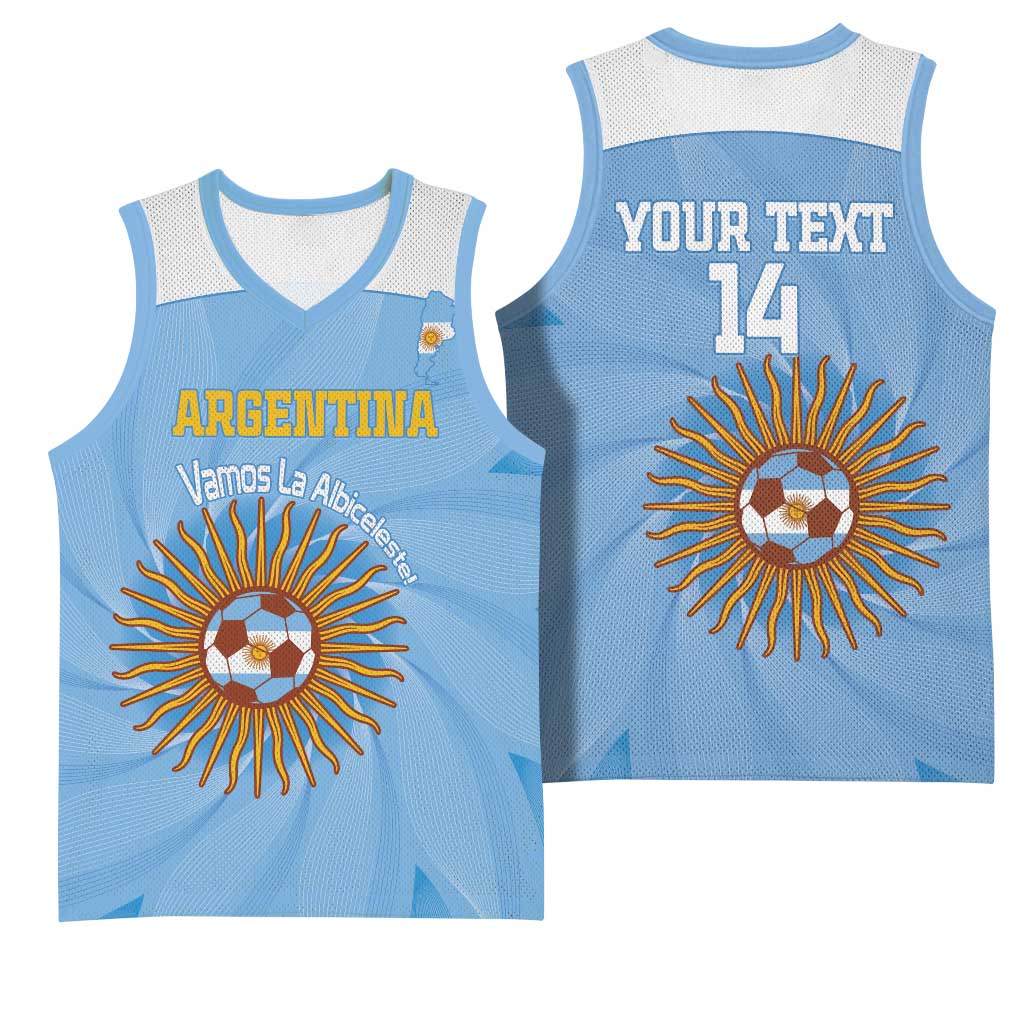 Custom Argentina Football Basketball Jersey Vamos La Albiceleste Blue Version - Wonder Print Shop