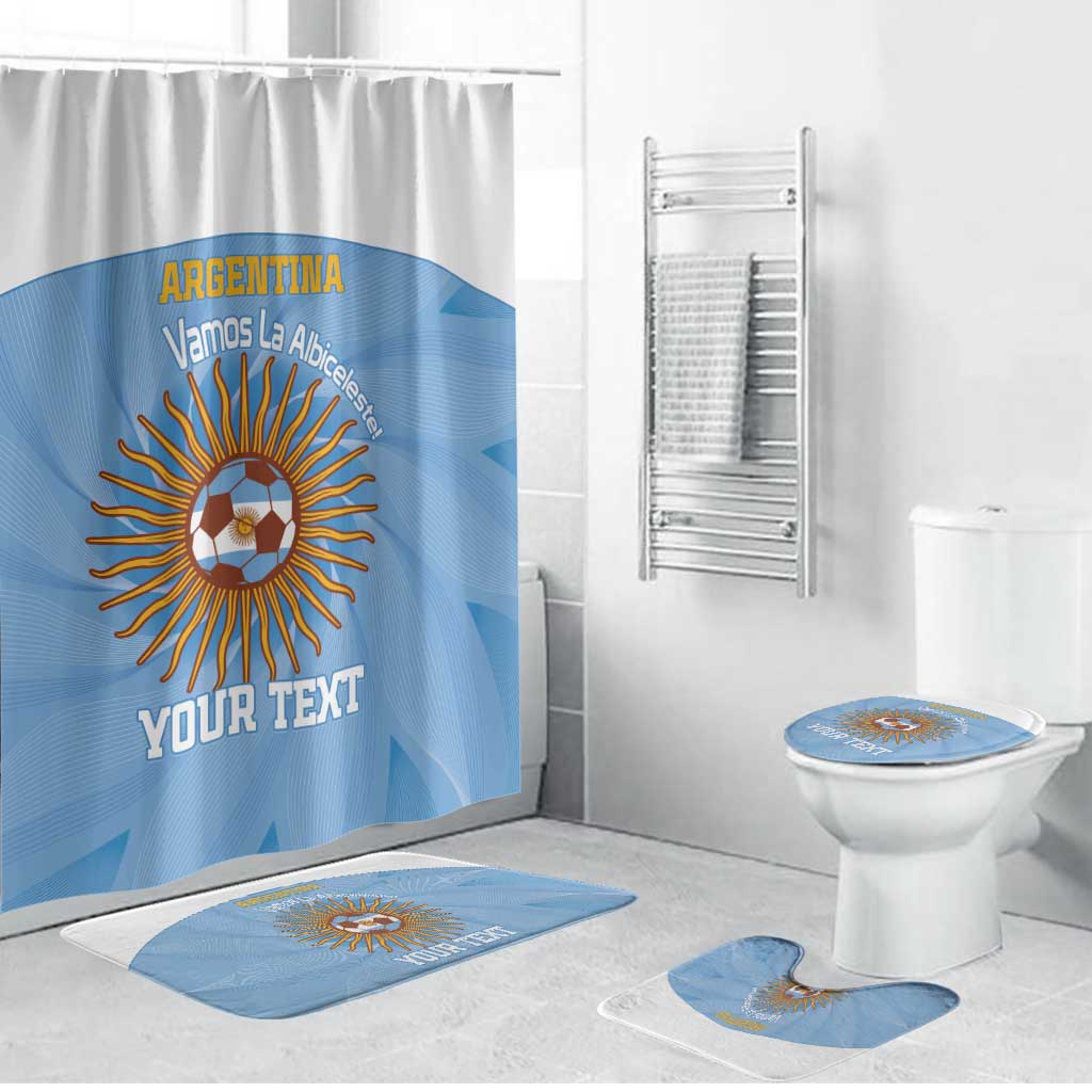 Custom Argentina Football Bathroom Set Vamos La Albiceleste Blue Version - Wonder Print Shop