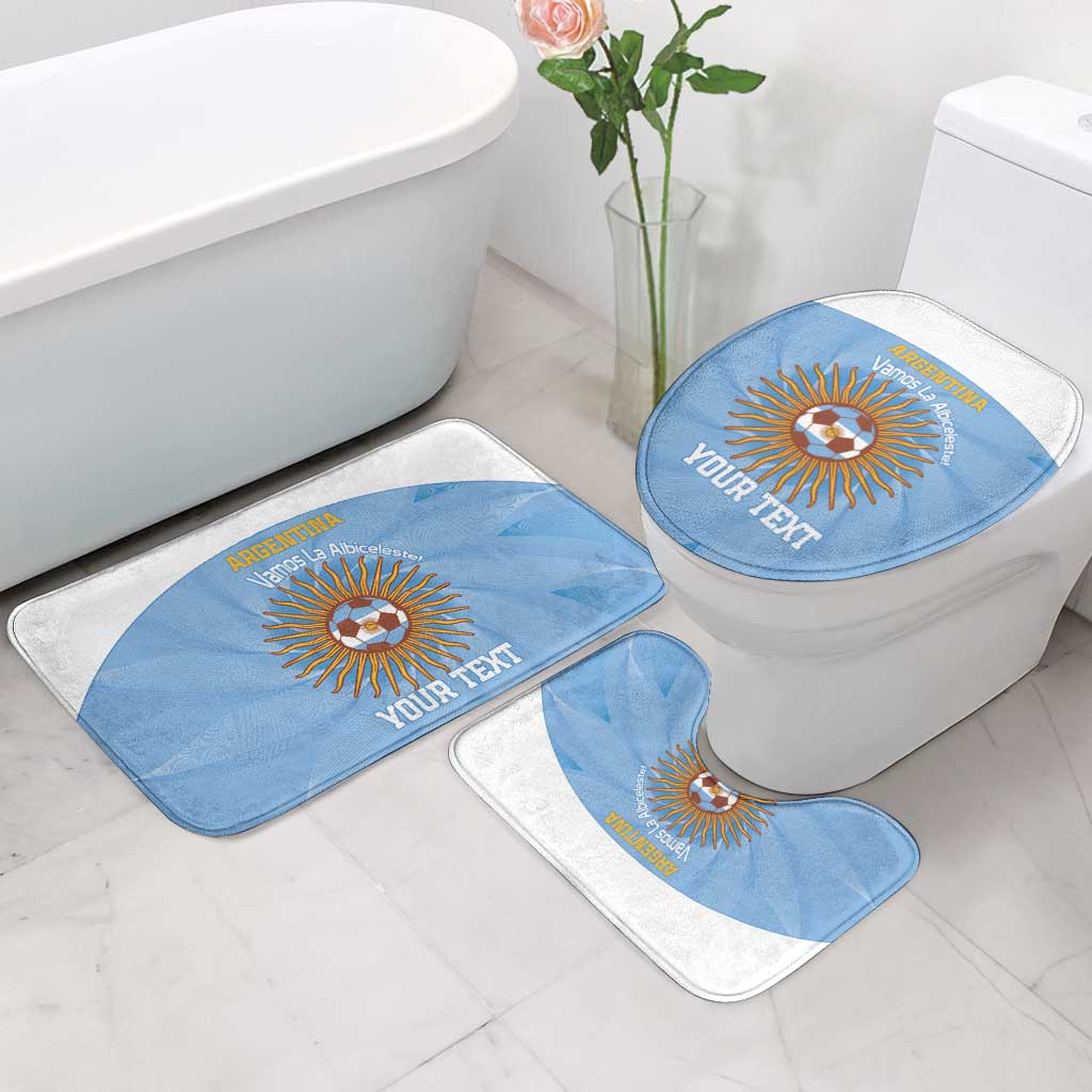 Custom Argentina Football Bathroom Set Vamos La Albiceleste Blue Version - Wonder Print Shop