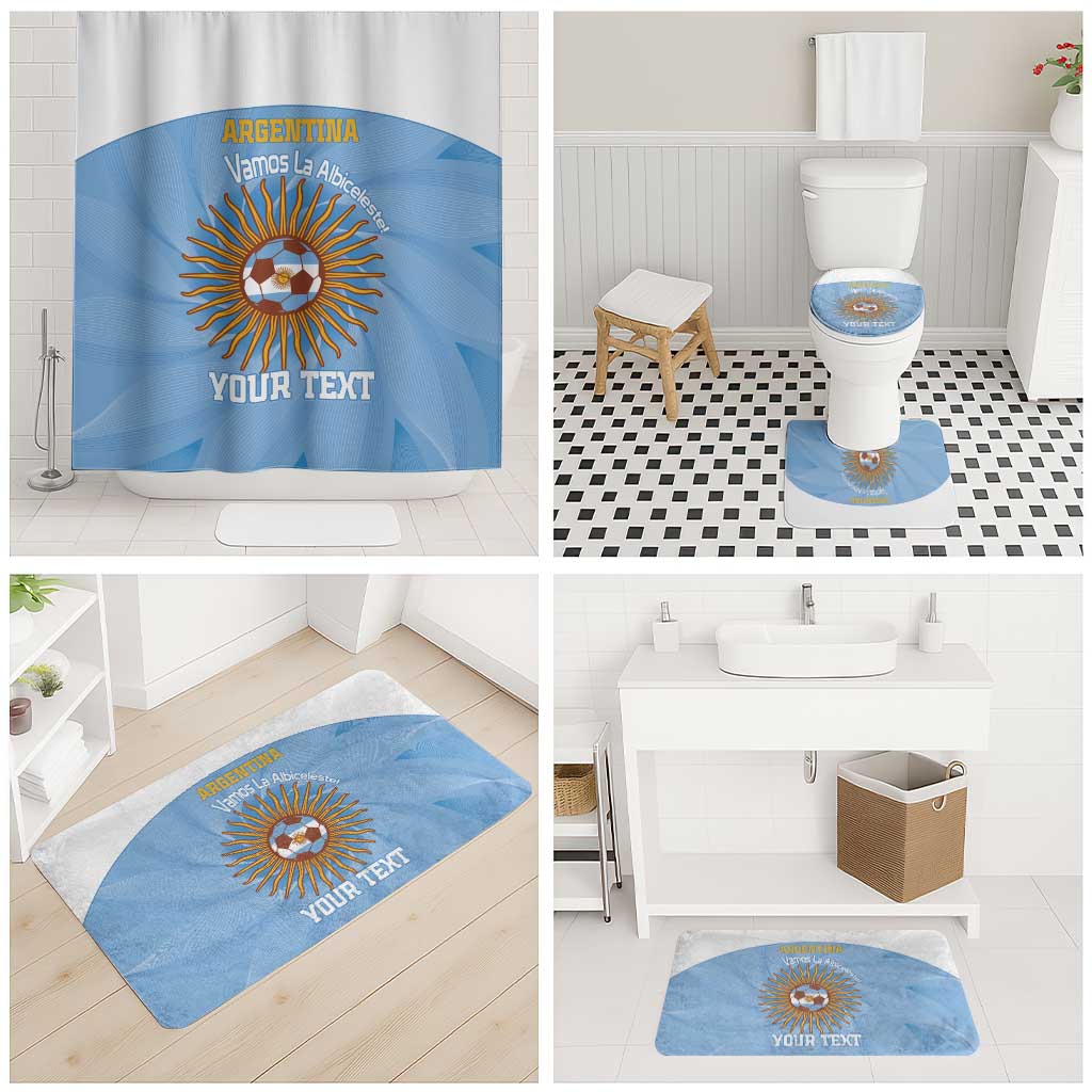 Custom Argentina Football Bathroom Set Vamos La Albiceleste Blue Version - Wonder Print Shop