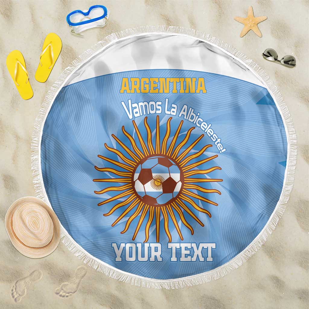 Custom Argentina Football Beach Blanket Vamos La Albiceleste Blue Version - Wonder Print Shop