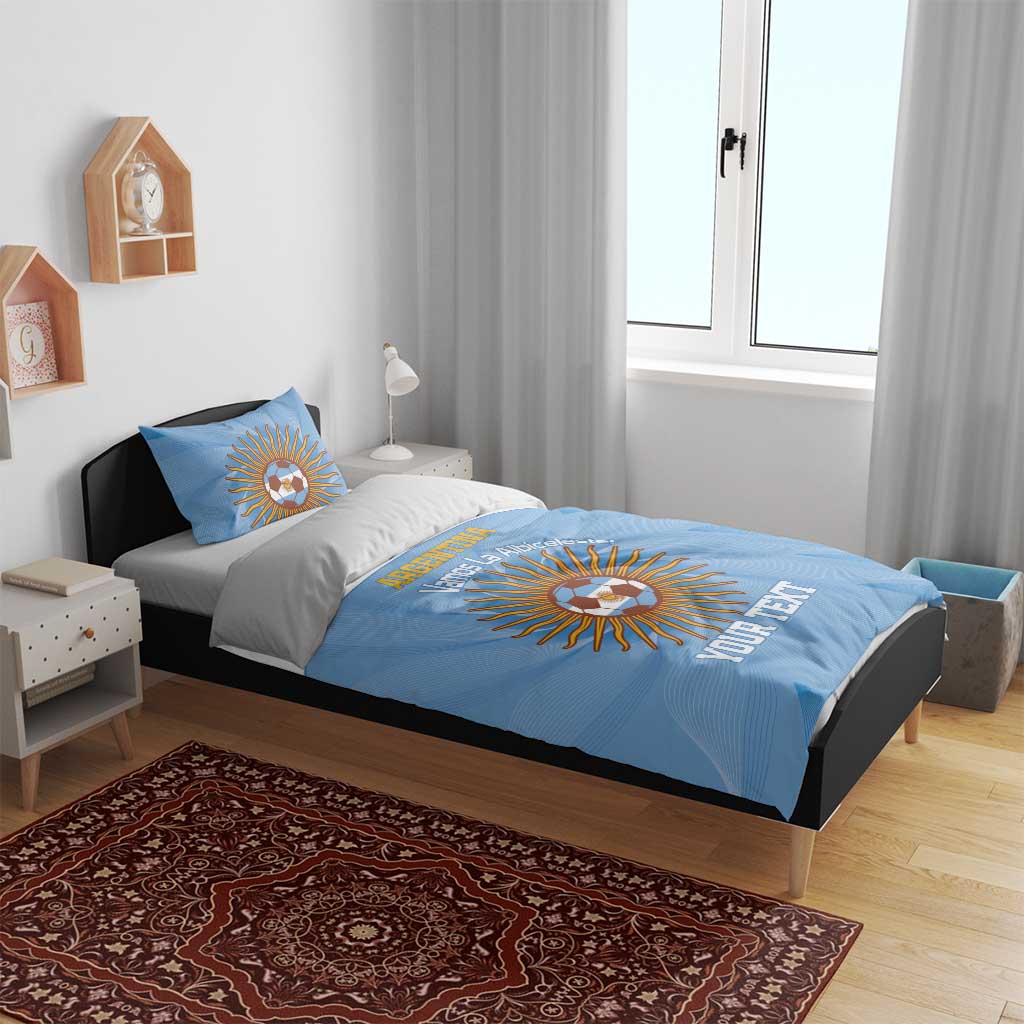 Custom Argentina Football Bedding Set Vamos La Albiceleste Blue Version - Wonder Print Shop