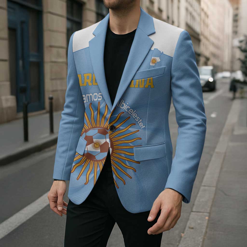 Custom Argentina Football Blazer Vamos La Albiceleste Blue Version - Wonder Print Shop
