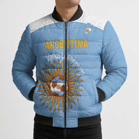 Custom Argentina Football Bomber Puffer Jacket Vamos La Albiceleste Blue Version - Wonder Print Shop