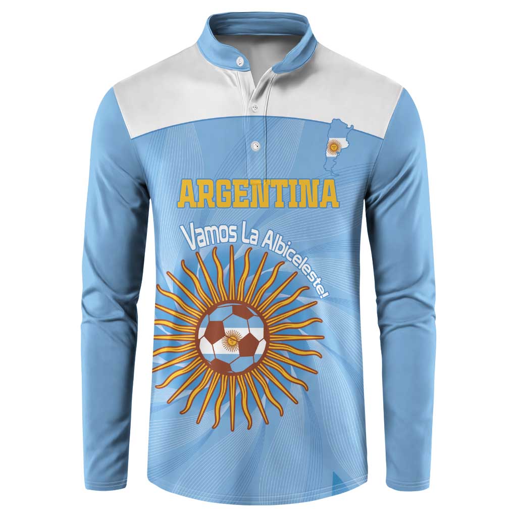 Custom Argentina Football Button Sweatshirt Vamos La Albiceleste Blue Version - Wonder Print Shop