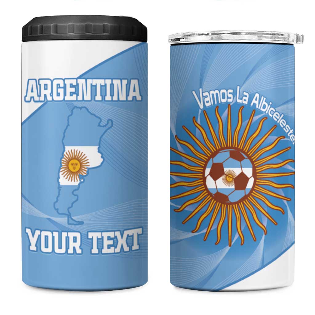 Custom Argentina Football 4 in 1 Can Cooler Tumbler Vamos La Albiceleste Blue Version - Wonder Print Shop