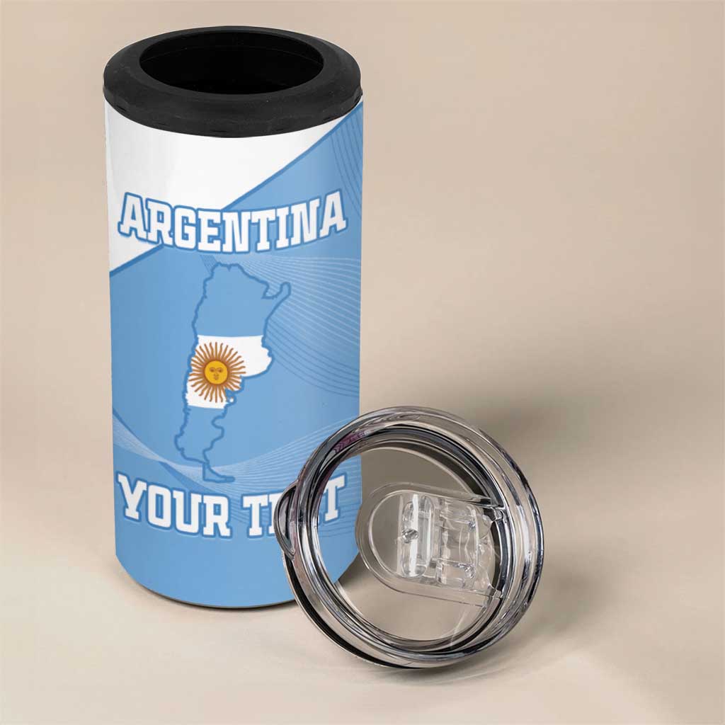 Custom Argentina Football 4 in 1 Can Cooler Tumbler Vamos La Albiceleste Blue Version - Wonder Print Shop