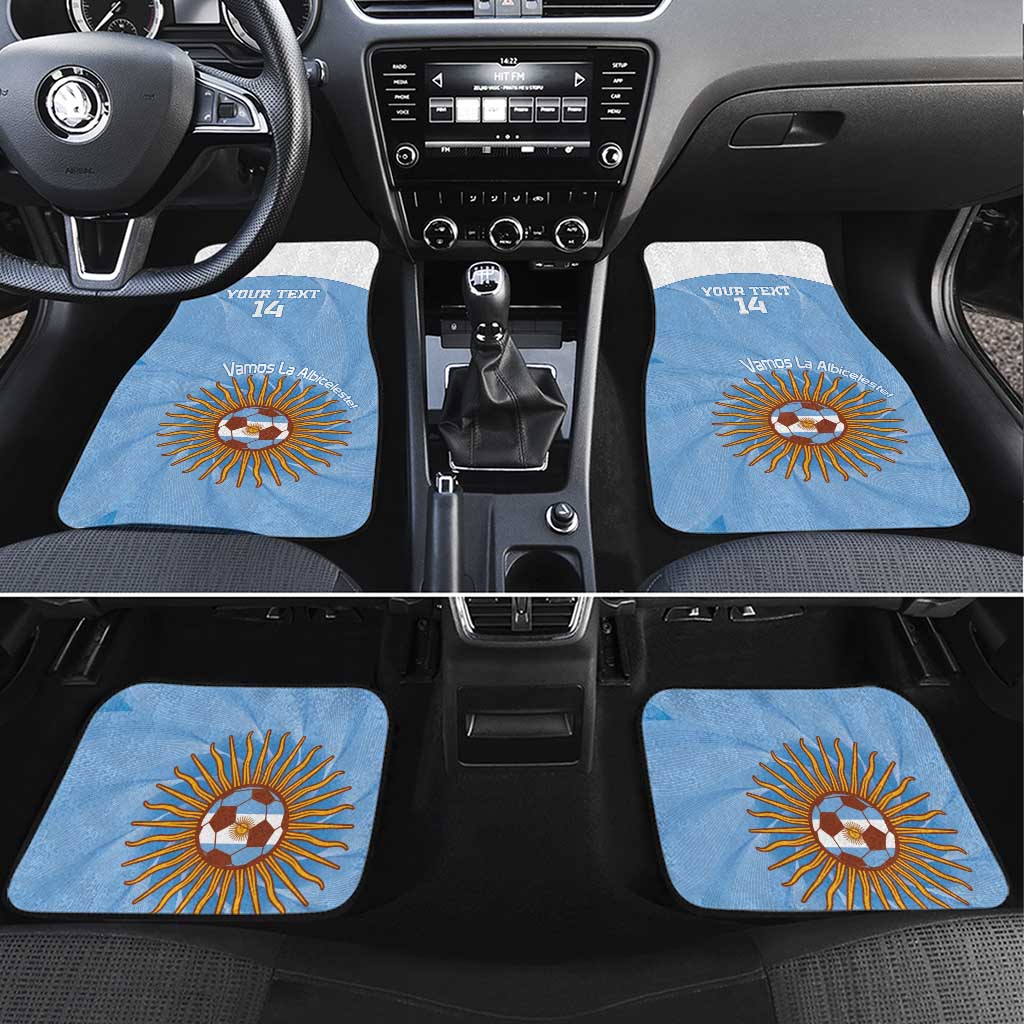 Custom Argentina Football Car Mats Vamos La Albiceleste Blue Version - Wonder Print Shop