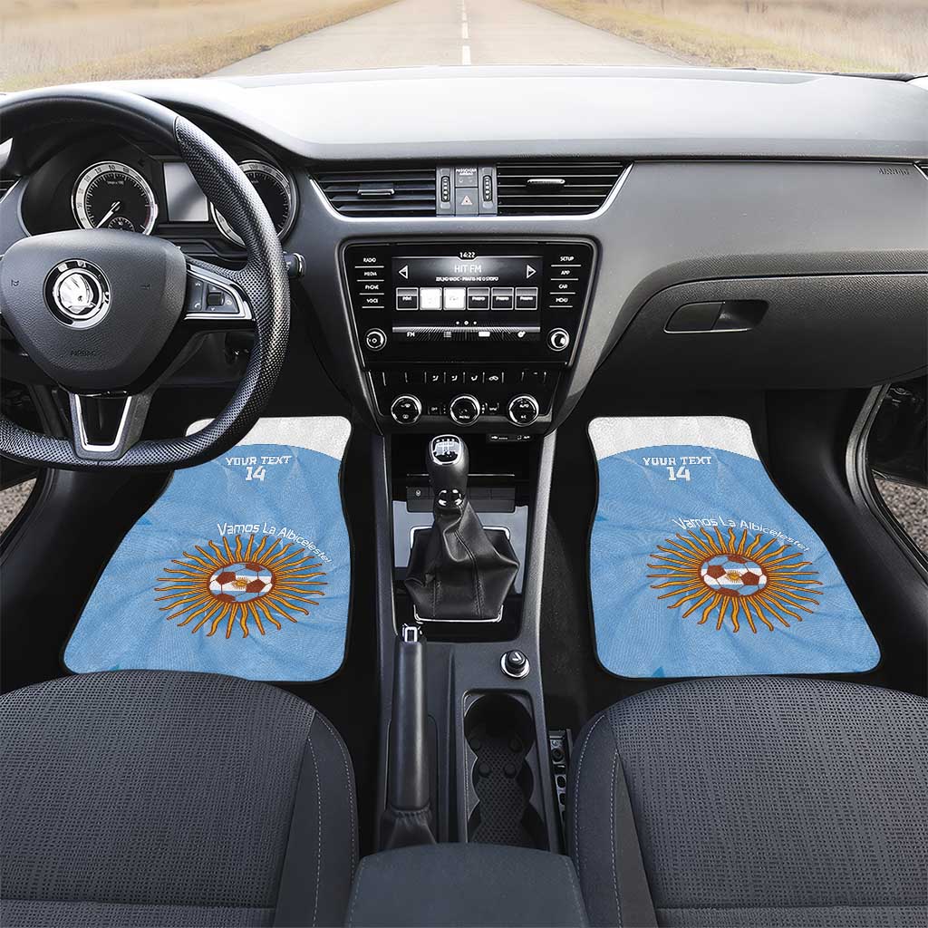 Custom Argentina Football Car Mats Vamos La Albiceleste Blue Version - Wonder Print Shop