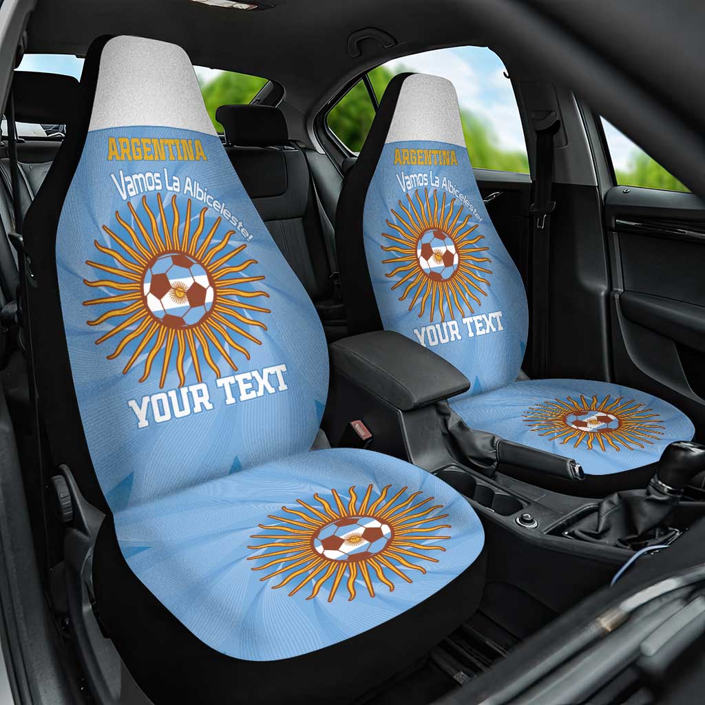 Custom Argentina Football Car Seat Cover Vamos La Albiceleste Blue Version - Wonder Print Shop