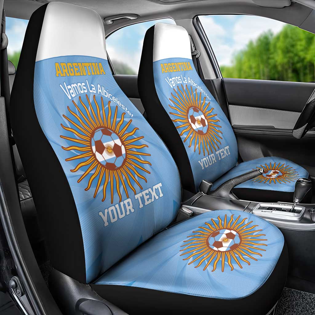 Custom Argentina Football Car Seat Cover Vamos La Albiceleste Blue Version - Wonder Print Shop