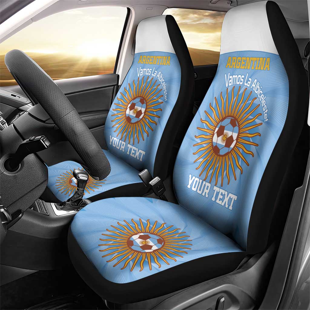 Custom Argentina Football Car Seat Cover Vamos La Albiceleste Blue Version - Wonder Print Shop