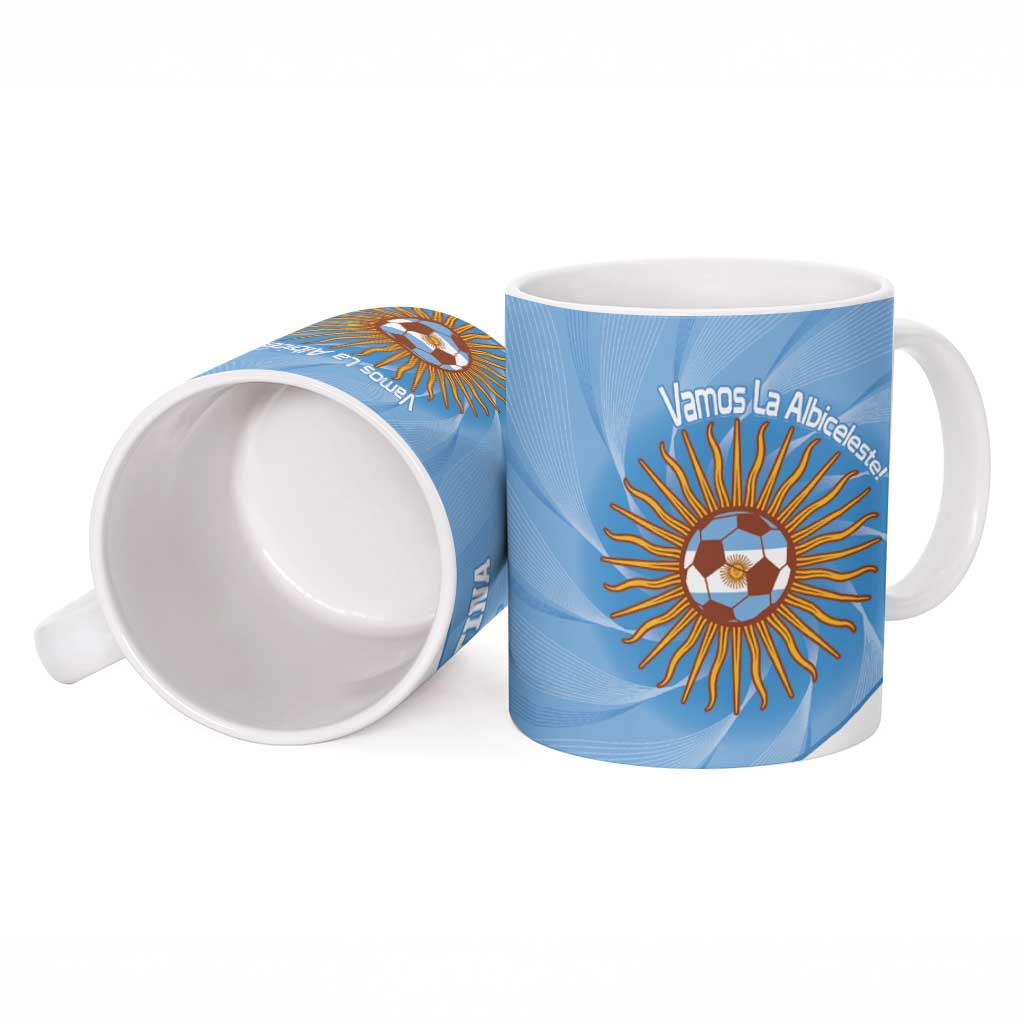 Custom Argentina Football Ceramic Mug Vamos La Albiceleste Blue Version - Wonder Print Shop