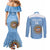 Custom Argentina Football Couples Matching Mermaid Dress and Long Sleeve Button Shirt Vamos La Albiceleste Blue Version - Wonder Print Shop
