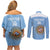 Custom Argentina Football Couples Matching Off Shoulder Short Dress and Long Sleeve Button Shirt Vamos La Albiceleste Blue Version - Wonder Print Shop