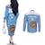 Custom Argentina Football Couples Matching Off The Shoulder Long Sleeve Dress and Long Sleeve Button Shirt Vamos La Albiceleste Blue Version - Wonder Print Shop