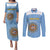 Custom Argentina Football Couples Matching Puletasi and Long Sleeve Button Shirt Vamos La Albiceleste Blue Version - Wonder Print Shop