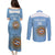 Custom Argentina Football Couples Matching Puletasi and Long Sleeve Button Shirt Vamos La Albiceleste Blue Version - Wonder Print Shop