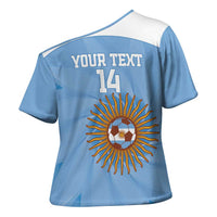 Custom Argentina Football Cross Shoulder Shirt Vamos La Albiceleste Blue Version - Wonder Print Shop
