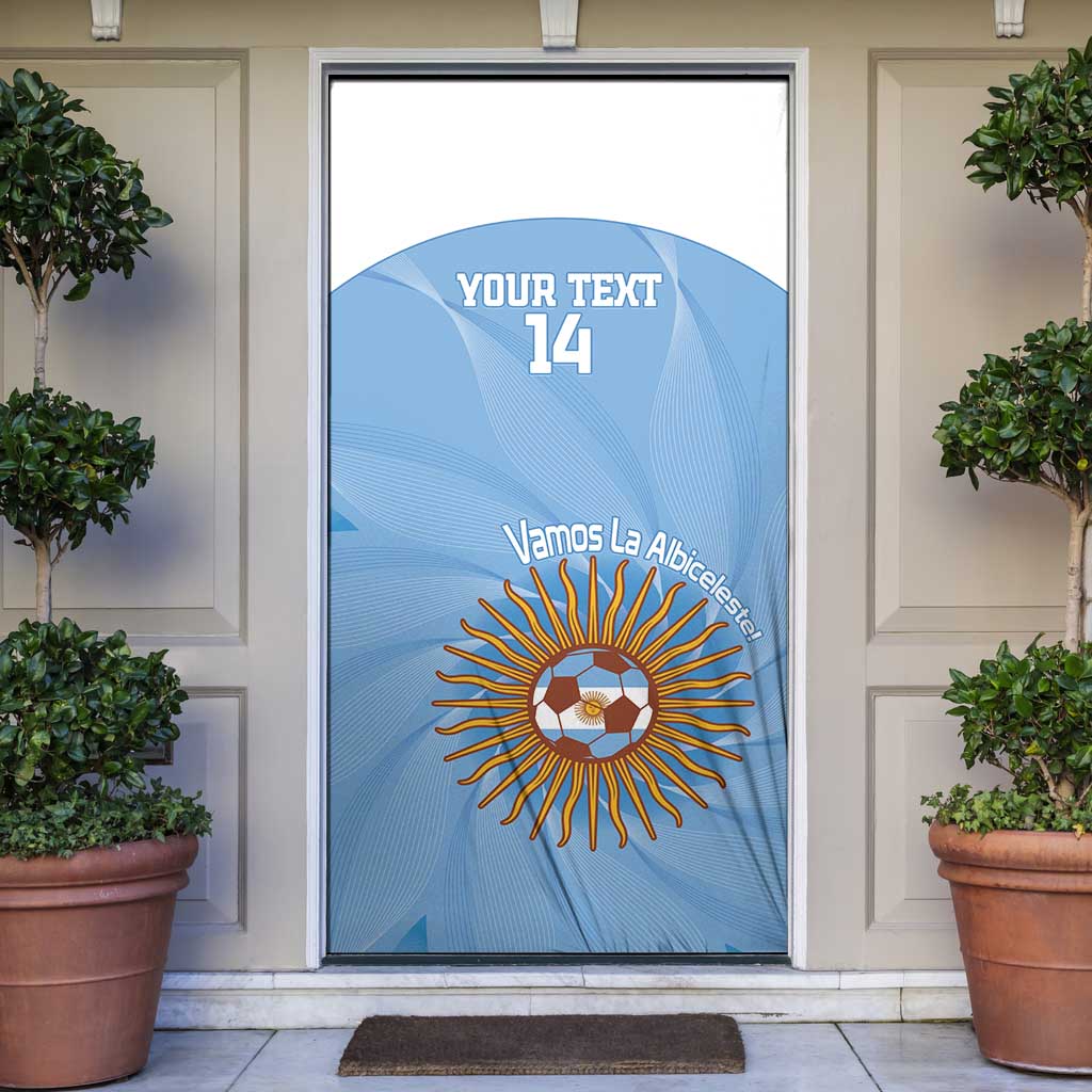 Custom Argentina Football Door Cover Vamos La Albiceleste Blue Version - Wonder Print Shop