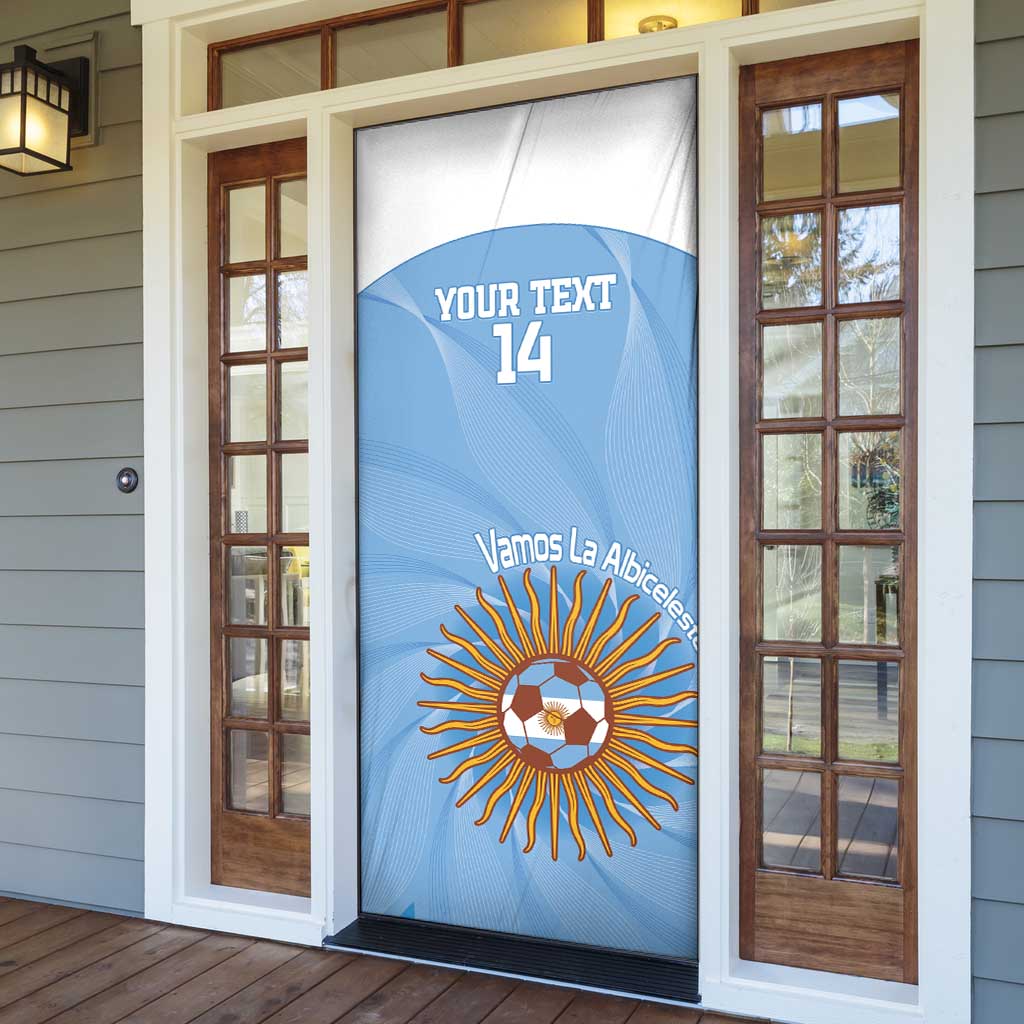 Custom Argentina Football Door Cover Vamos La Albiceleste Blue Version - Wonder Print Shop