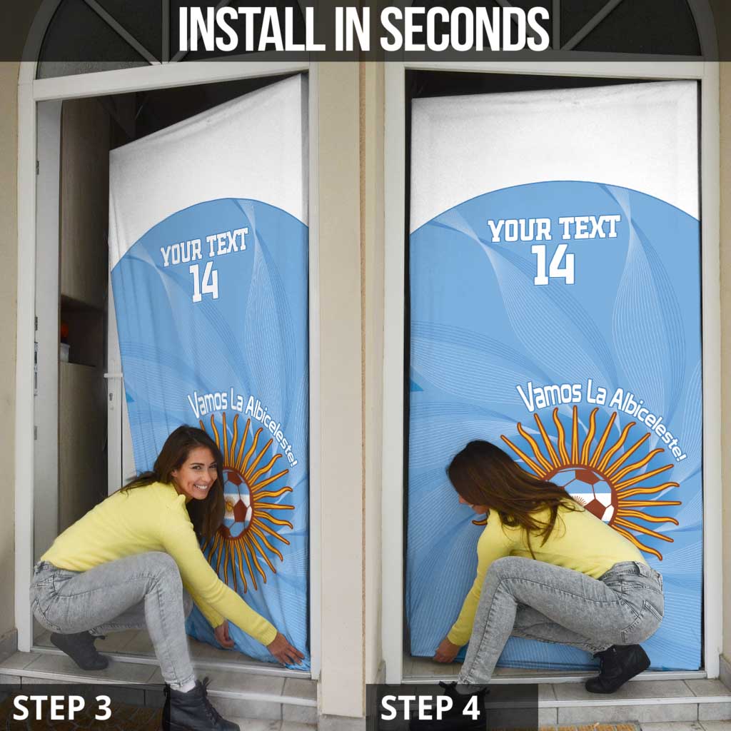 Custom Argentina Football Door Cover Vamos La Albiceleste Blue Version - Wonder Print Shop