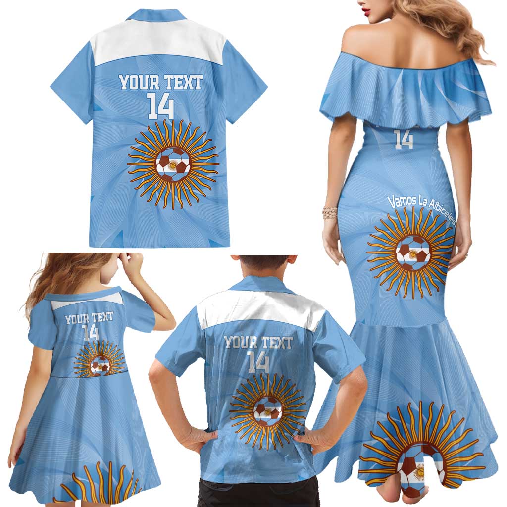 Custom Argentina Football Family Matching Mermaid Dress and Hawaiian Shirt Vamos La Albiceleste Blue Version - Wonder Print Shop