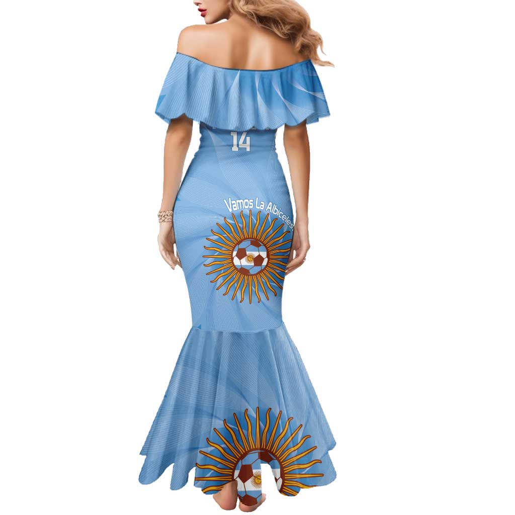 Custom Argentina Football Family Matching Mermaid Dress and Hawaiian Shirt Vamos La Albiceleste Blue Version - Wonder Print Shop