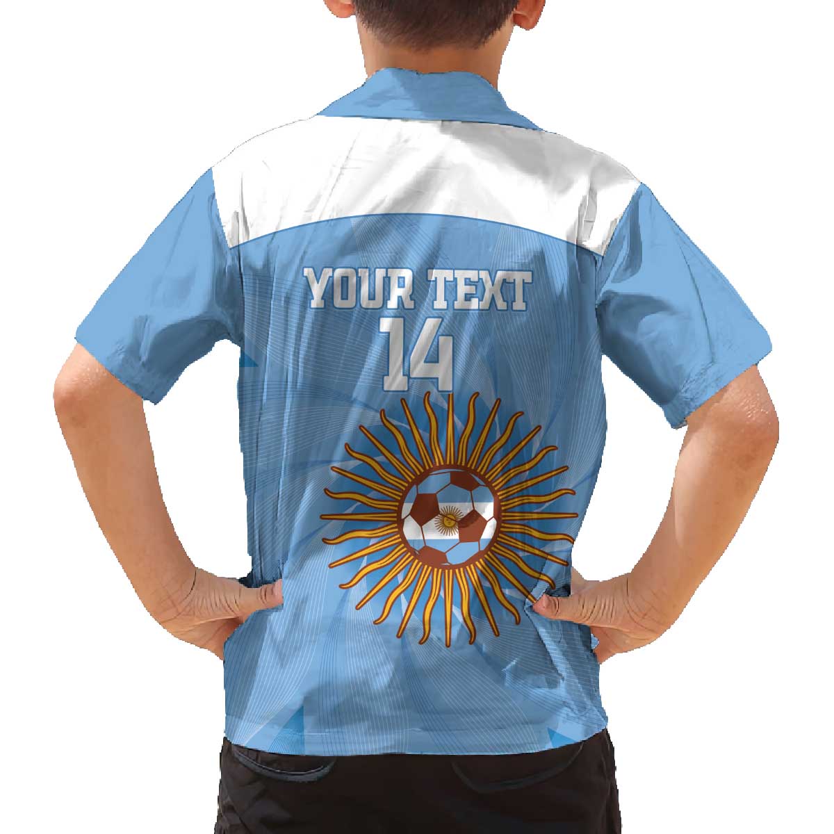 Custom Argentina Football Family Matching Off The Shoulder Long Sleeve Dress and Hawaiian Shirt Vamos La Albiceleste Blue Version - Wonder Print Shop