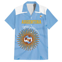 Custom Argentina Football Family Matching Off The Shoulder Long Sleeve Dress and Hawaiian Shirt Vamos La Albiceleste Blue Version - Wonder Print Shop