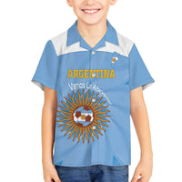 Custom Argentina Football Family Matching Off The Shoulder Long Sleeve Dress and Hawaiian Shirt Vamos La Albiceleste Blue Version - Wonder Print Shop