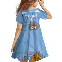 Custom Argentina Football Family Matching Off Shoulder Maxi Dress and Hawaiian Shirt Vamos La Albiceleste Blue Version - Wonder Print Shop