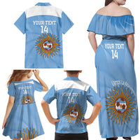 Custom Argentina Football Family Matching Off Shoulder Maxi Dress and Hawaiian Shirt Vamos La Albiceleste Blue Version - Wonder Print Shop